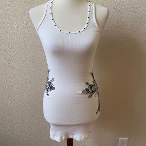 studded racerback tank with rhinestone crosses